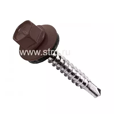 Саморез кровельный (сверло) дерево/металл 4,8*35мм RAL 8017 (коричневый) 250шт/упак