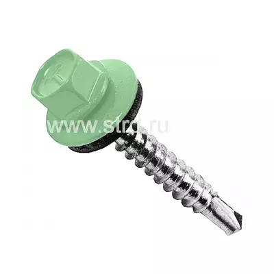 Саморез кровельный (сверло) дерево/металл 4,8*35мм RAL 6019 (зеленый) 250шт/упак
